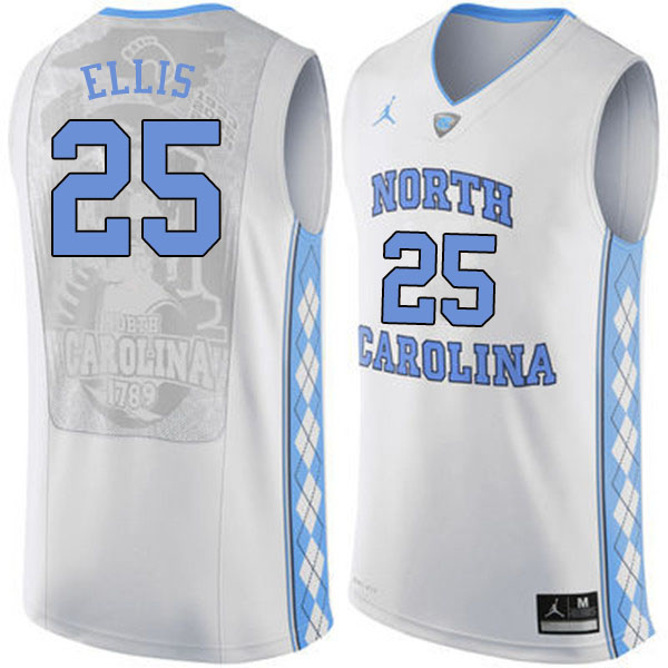 Men #25 Caleb Ellis North Carolina Tar Heels College Basketball Jerseys Sale-White - Click Image to Close